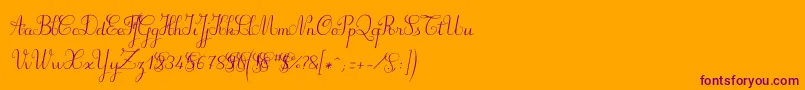 Suillylatourdemo-Schriftart – Violette Schriften auf orangefarbenem Hintergrund