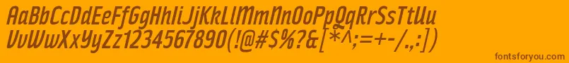Fonte RakeslyRgIt – fontes marrons em um fundo laranja