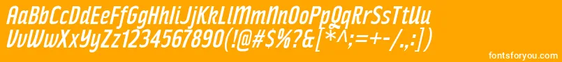 RakeslyRgIt-Schriftart – Weiße Schriften auf orangefarbenem Hintergrund