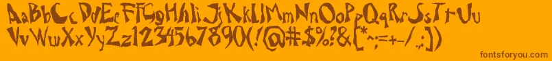 Drcaligari-Schriftart – Braune Schriften auf orangefarbenem Hintergrund