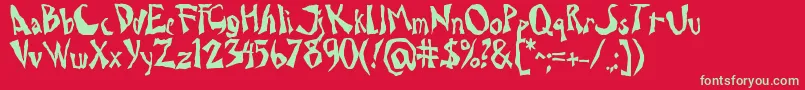 Drcaligari Font – Green Fonts on Red Background