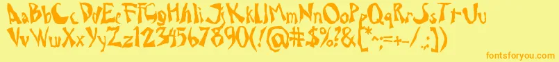 Drcaligari Font – Orange Fonts on Yellow Background
