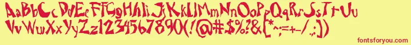 Drcaligari Font – Red Fonts on Yellow Background