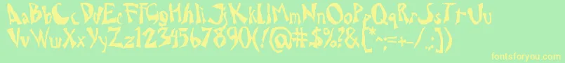 フォントDrcaligari – 黄色の文字が緑の背景にあります