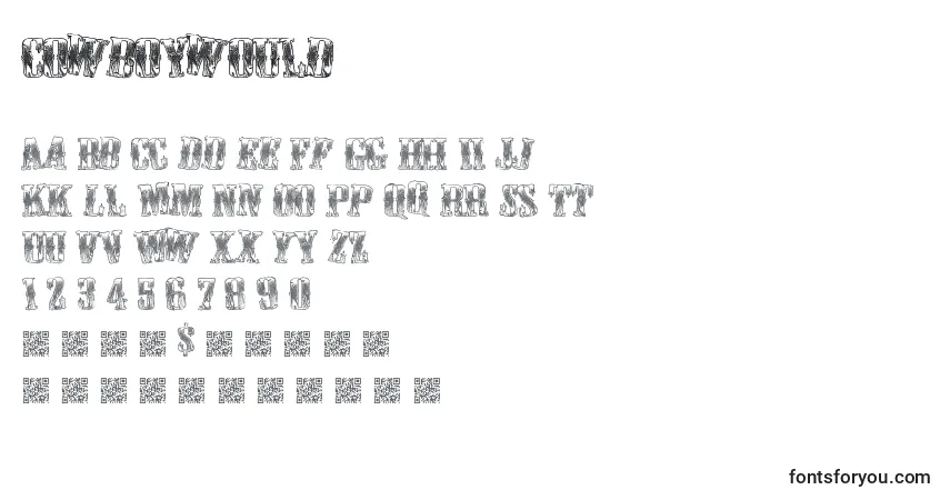 Czcionka Cowboywould – alfabet, cyfry, specjalne znaki