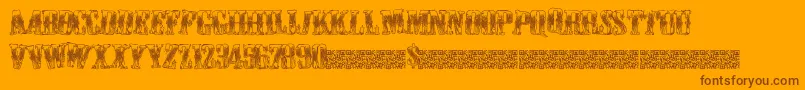 Cowboywould-Schriftart – Braune Schriften auf orangefarbenem Hintergrund