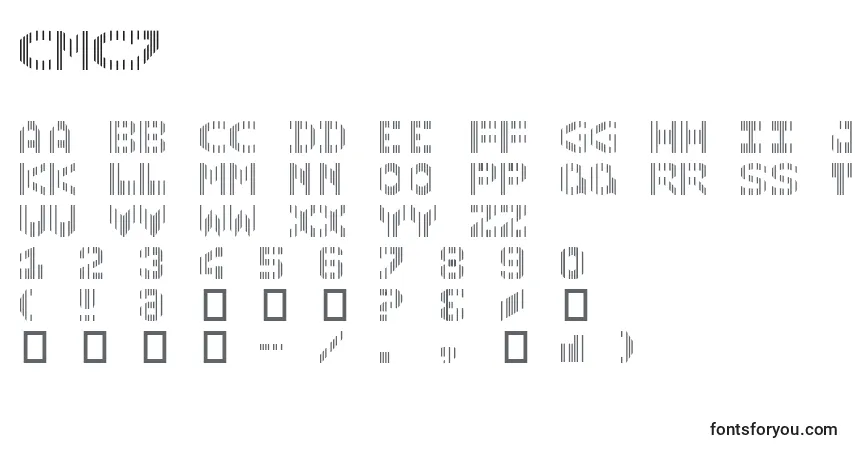 Schriftart Cmc7 – Alphabet, Zahlen, spezielle Symbole