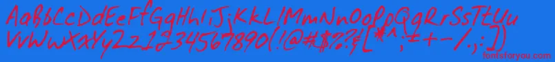 Dirtydarren Font – Red Fonts on Blue Background