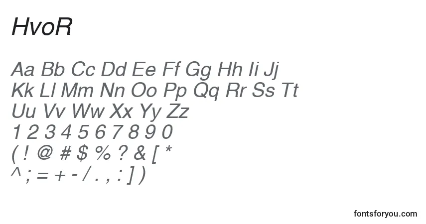 Schriftart HvoR – Alphabet, Zahlen, spezielle Symbole