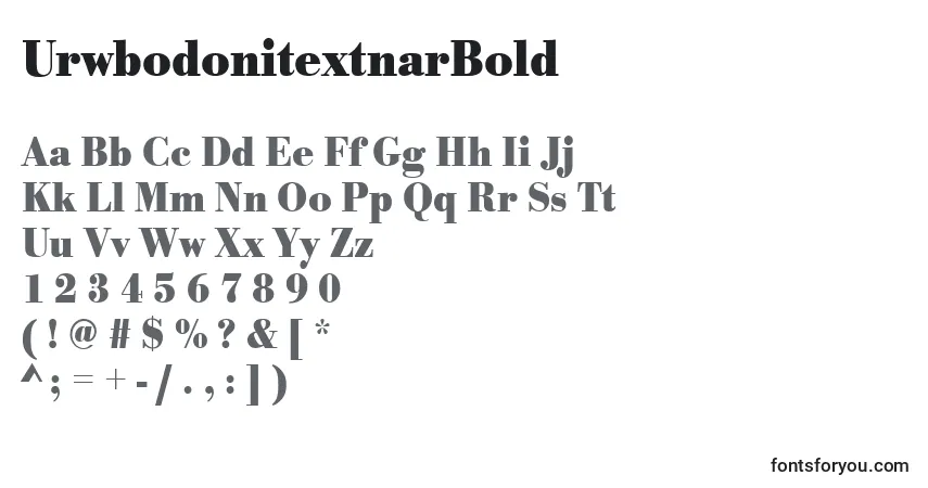 A fonte UrwbodonitextnarBold – alfabeto, números, caracteres especiais