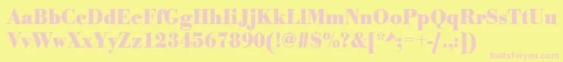 UrwbodonitextnarBold-fontti – vaaleanpunaiset fontit keltaisella taustalla