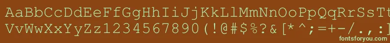 フォントHellascour – 緑色の文字が茶色の背景にあります。