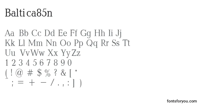 A fonte Baltica85n – alfabeto, números, caracteres especiais