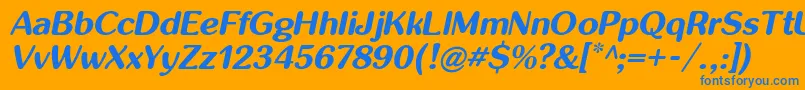 Inglobalbi-Schriftart – Blaue Schriften auf orangefarbenem Hintergrund