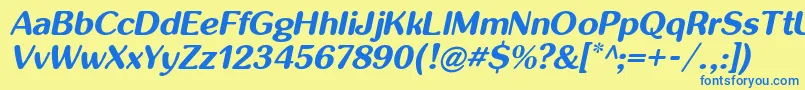 フォントInglobalbi – 青い文字が黄色の背景にあります。