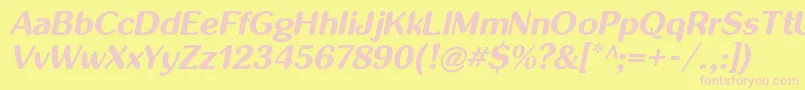 Inglobalbi-fontti – vaaleanpunaiset fontit keltaisella taustalla