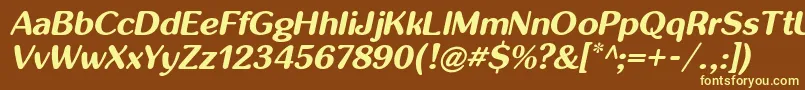Inglobalbi-fontti – keltaiset fontit ruskealla taustalla