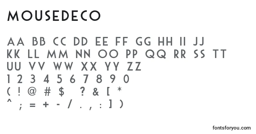 Schriftart MouseDeco – Alphabet, Zahlen, spezielle Symbole