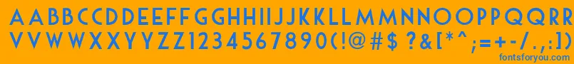 MouseDeco-Schriftart – Blaue Schriften auf orangefarbenem Hintergrund