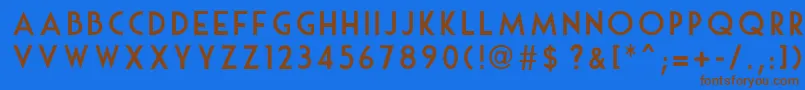 フォントMouseDeco – 茶色の文字が青い背景にあります。