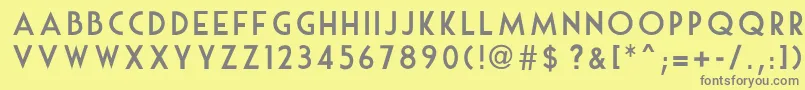 MouseDeco-fontti – harmaat kirjasimet keltaisella taustalla