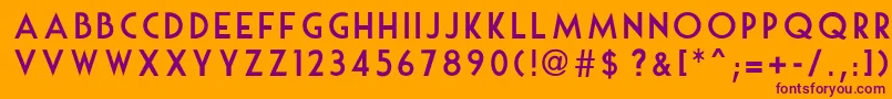 MouseDeco-Schriftart – Violette Schriften auf orangefarbenem Hintergrund
