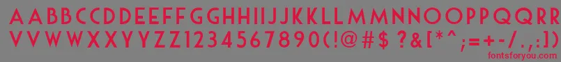 フォントMouseDeco – 赤い文字の灰色の背景