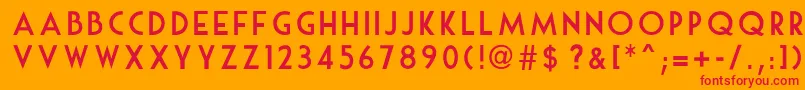 フォントMouseDeco – オレンジの背景に赤い文字