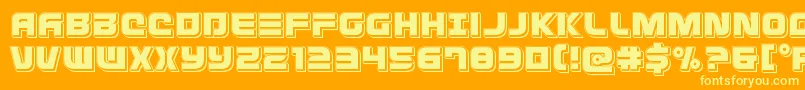 Defconzeropunch-Schriftart – Gelbe Schriften auf orangefarbenem Hintergrund