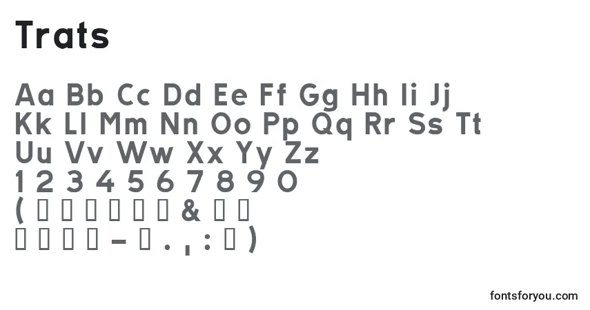 Czcionka Trats – alfabet, cyfry, specjalne znaki