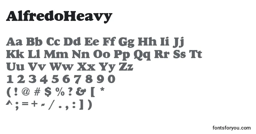 Schriftart AlfredoHeavy – Alphabet, Zahlen, spezielle Symbole
