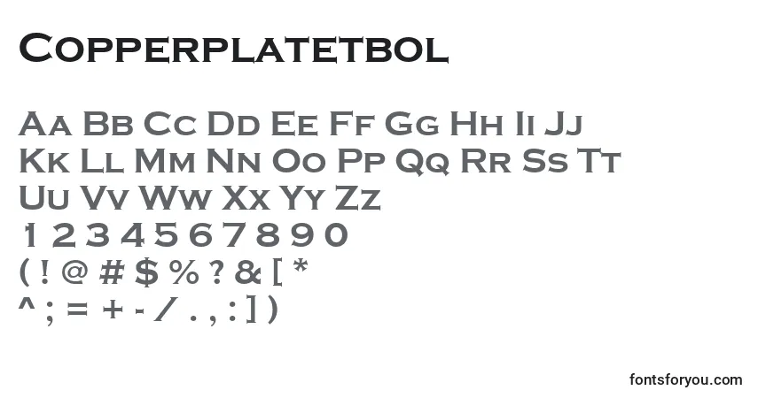 Copperplatetbol-fontti – aakkoset, numerot, erikoismerkit