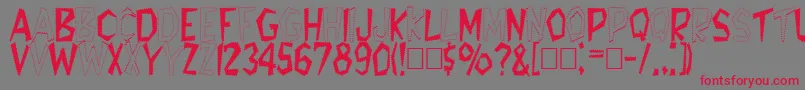Tappys-Schriftart – Rote Schriften auf grauem Hintergrund