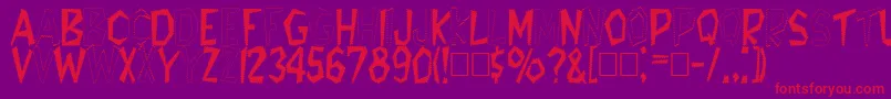Tappys-Schriftart – Rote Schriften auf violettem Hintergrund
