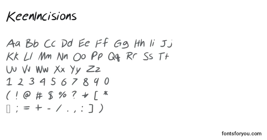 Schriftart KeenIncisions – Alphabet, Zahlen, spezielle Symbole
