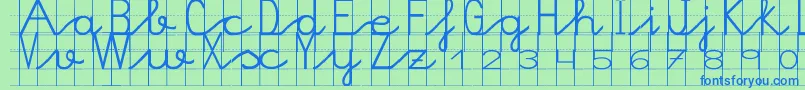 フォントMorasoft9 – 青い文字は緑の背景です。