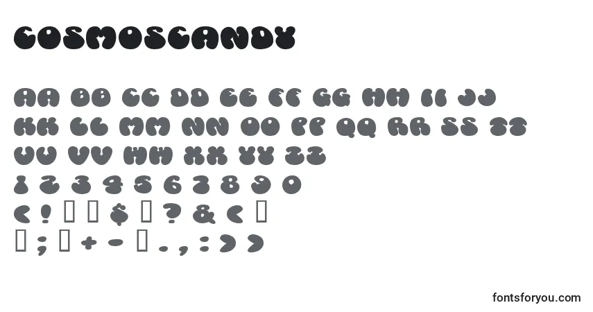 A fonte Cosmoscandy – alfabeto, números, caracteres especiais