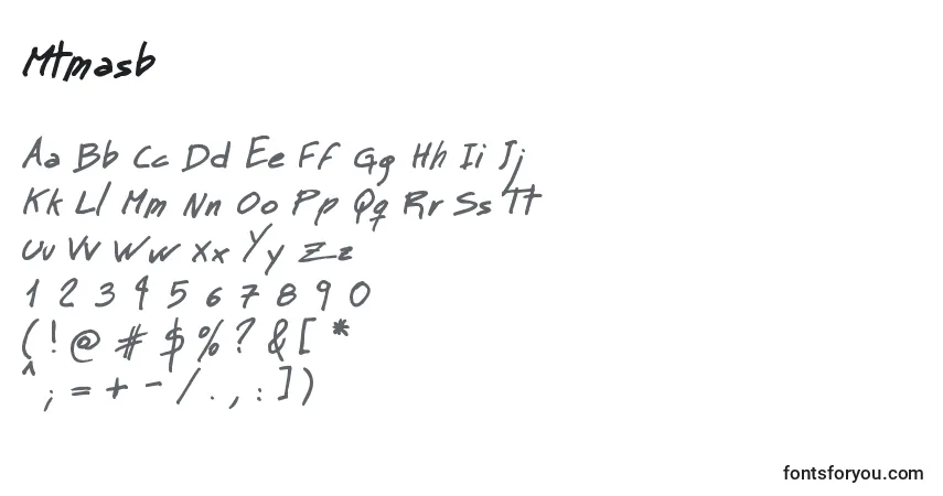 Czcionka Mtmasb – alfabet, cyfry, specjalne znaki