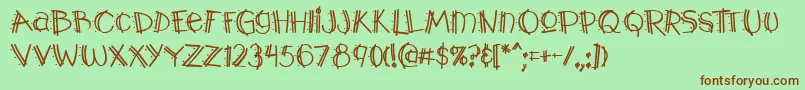 Y2kPopmuzikAoe Font – Brown Fonts on Green Background