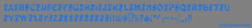 MacaoInitialsRegular-Schriftart – Blaue Schriften auf grauem Hintergrund