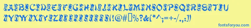MacaoInitialsRegular Font – Blue Fonts on Yellow Background