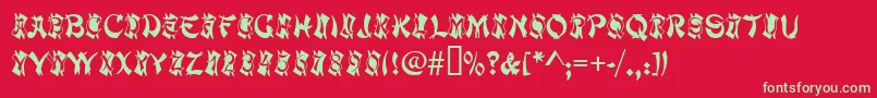 MacaoInitialsRegular Font – Green Fonts on Red Background