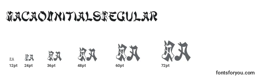 Размеры шрифта MacaoInitialsRegular
