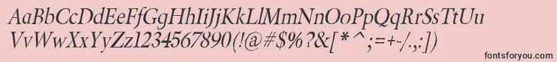 Fonte BeryliumItalic – fontes pretas em um fundo rosa