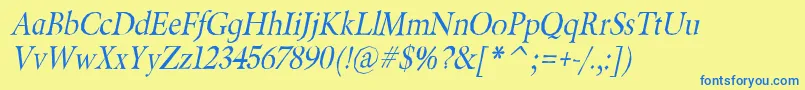 BeryliumItalic Font – Blue Fonts on Yellow Background