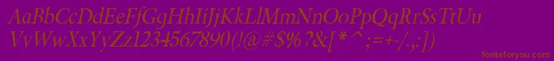 BeryliumItalic-Schriftart – Braune Schriften auf violettem Hintergrund