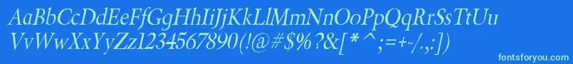 fuente BeryliumItalic – Fuentes Verdes Sobre Fondo Azul