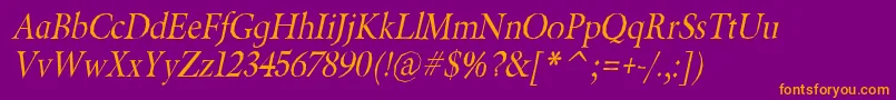 BeryliumItalic-Schriftart – Orangefarbene Schriften auf violettem Hintergrund