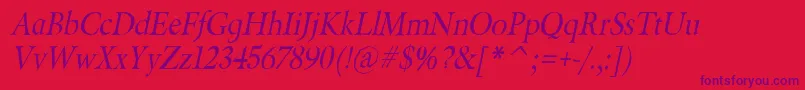 フォントBeryliumItalic – 赤い背景に紫のフォント