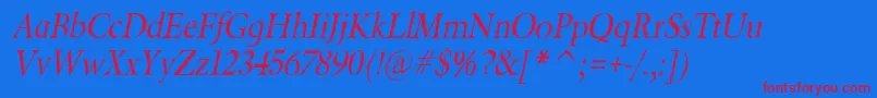 BeryliumItalic Font – Red Fonts on Blue Background